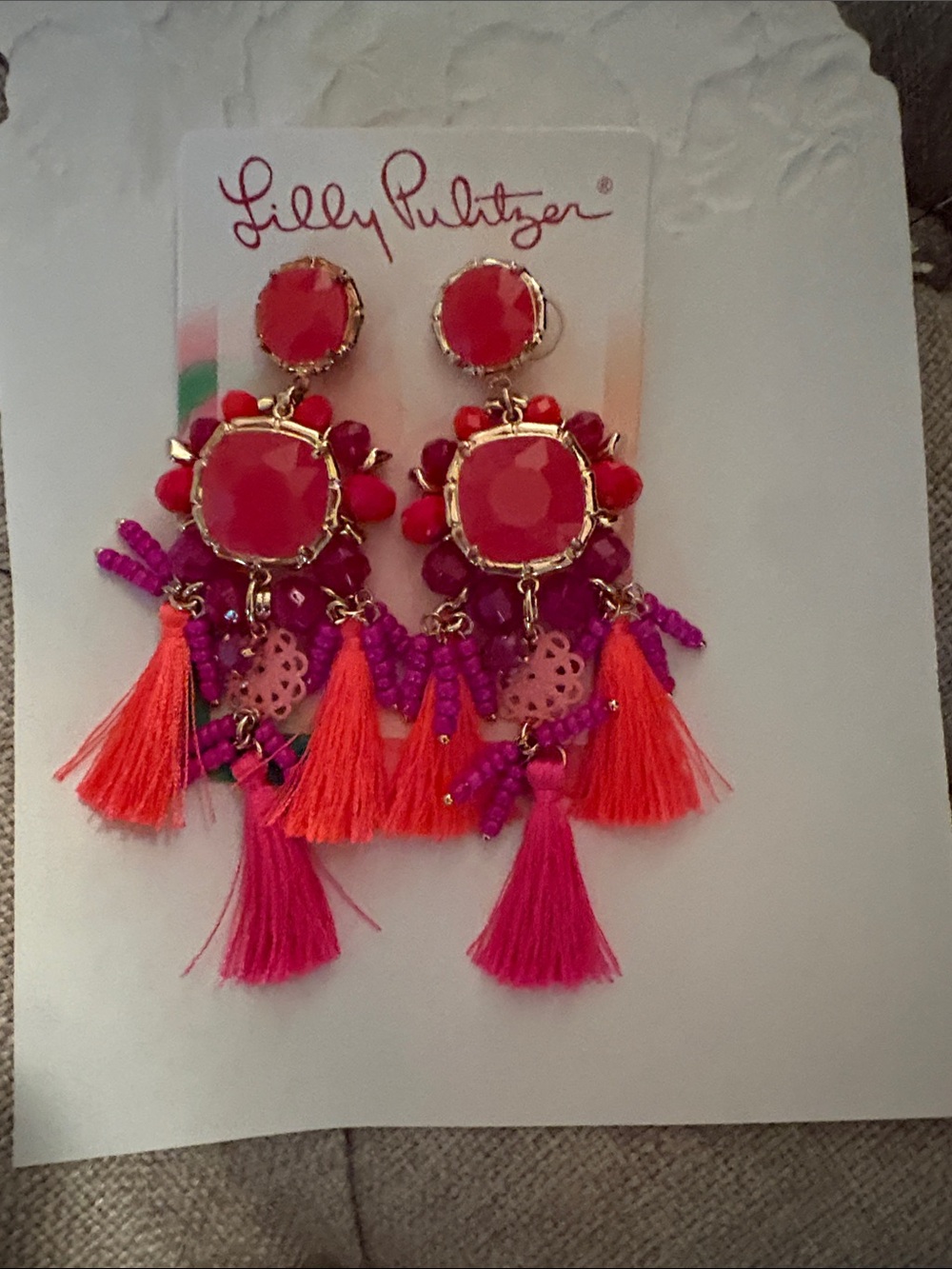 Lilly Pulitzer STATEMENT tassel earrings - Picture 2 of 8